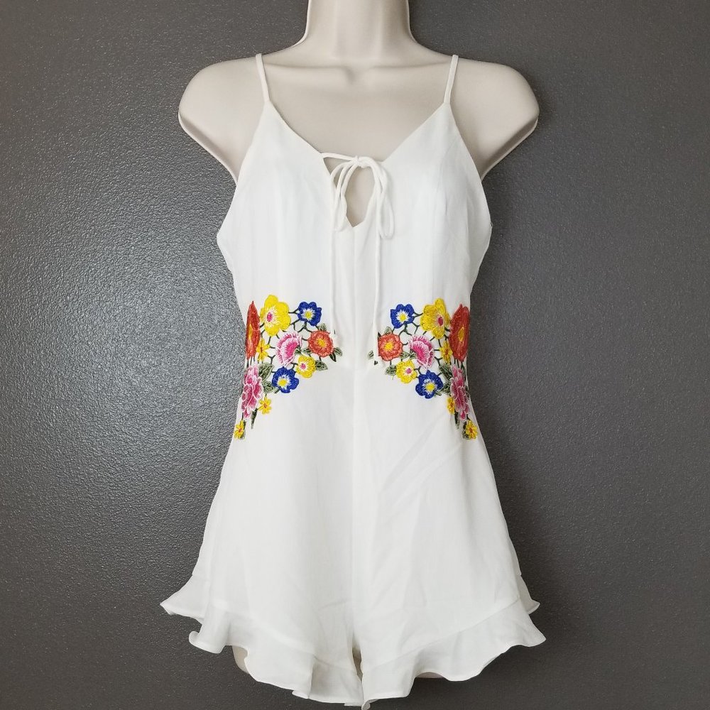 Forever 21 White Floral Spaghetti Strap Romper - Picture 1 of 10